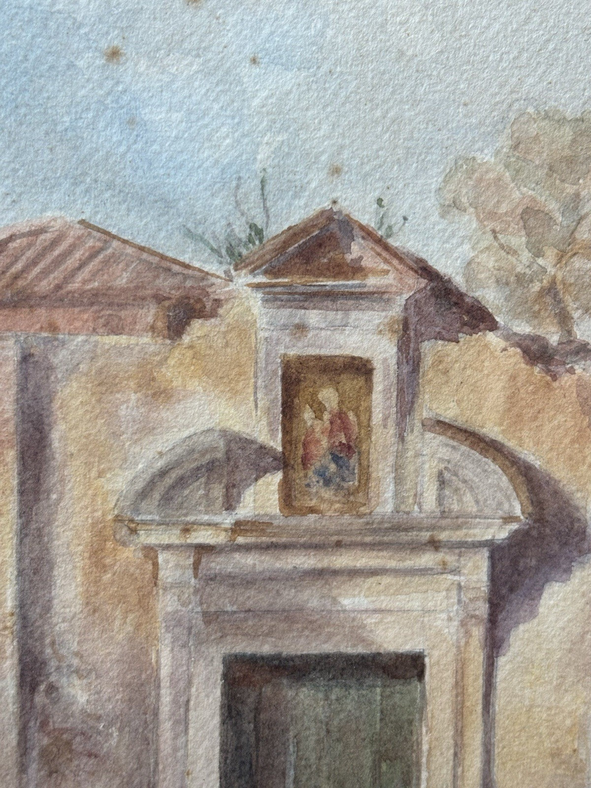 Quadro -Chiesa- realizzato ad acquerello su carta