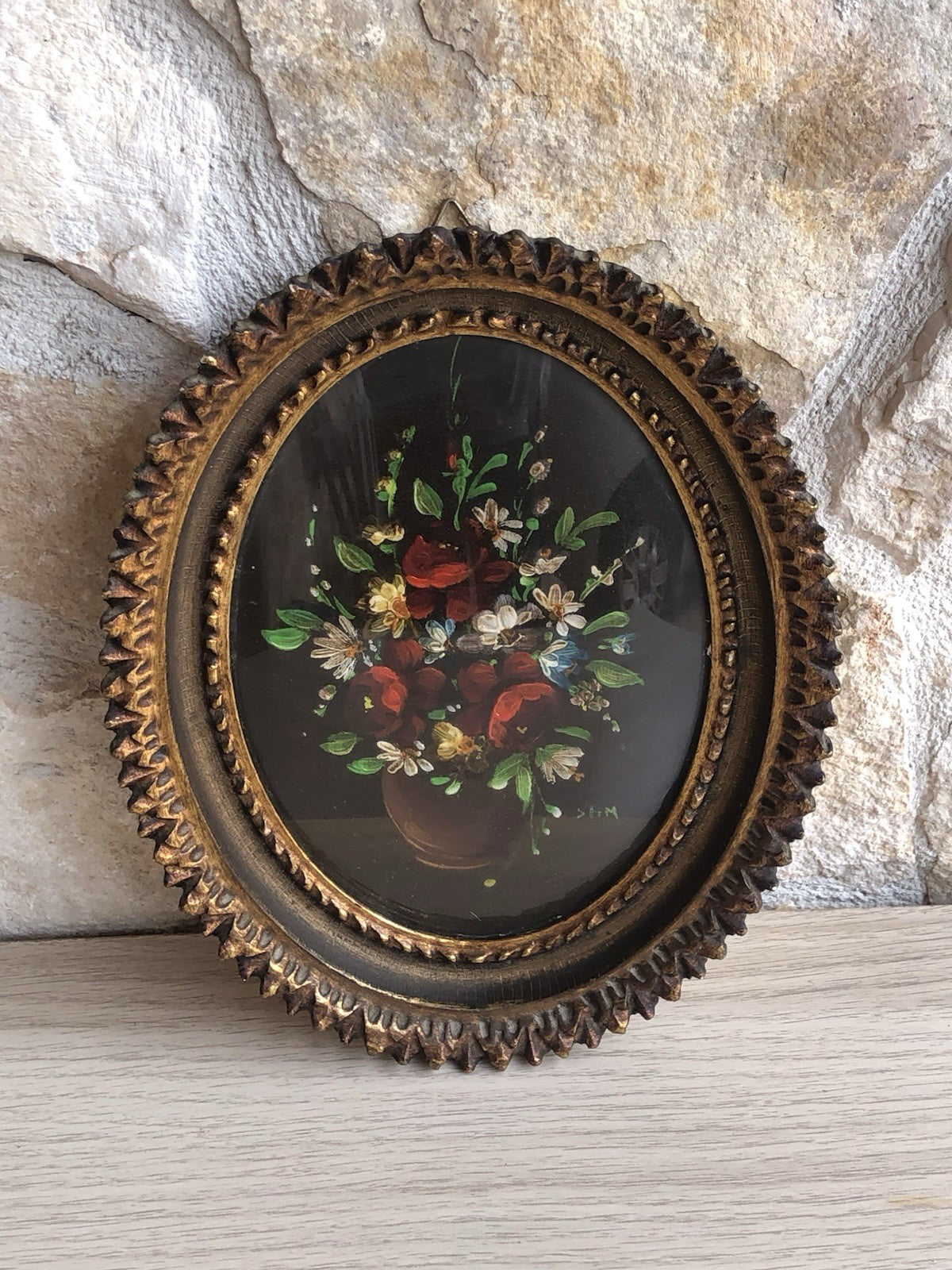 Quadro Vintage Dipinto Con Fiori