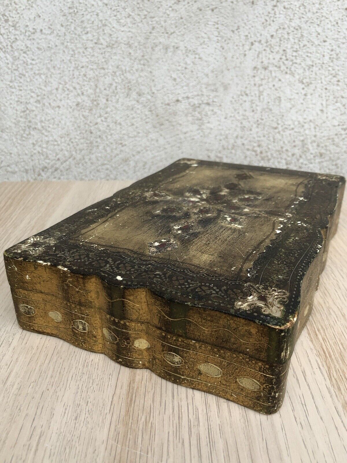 Scatola Portagioie Vintage In Legno Stile Fiorentino