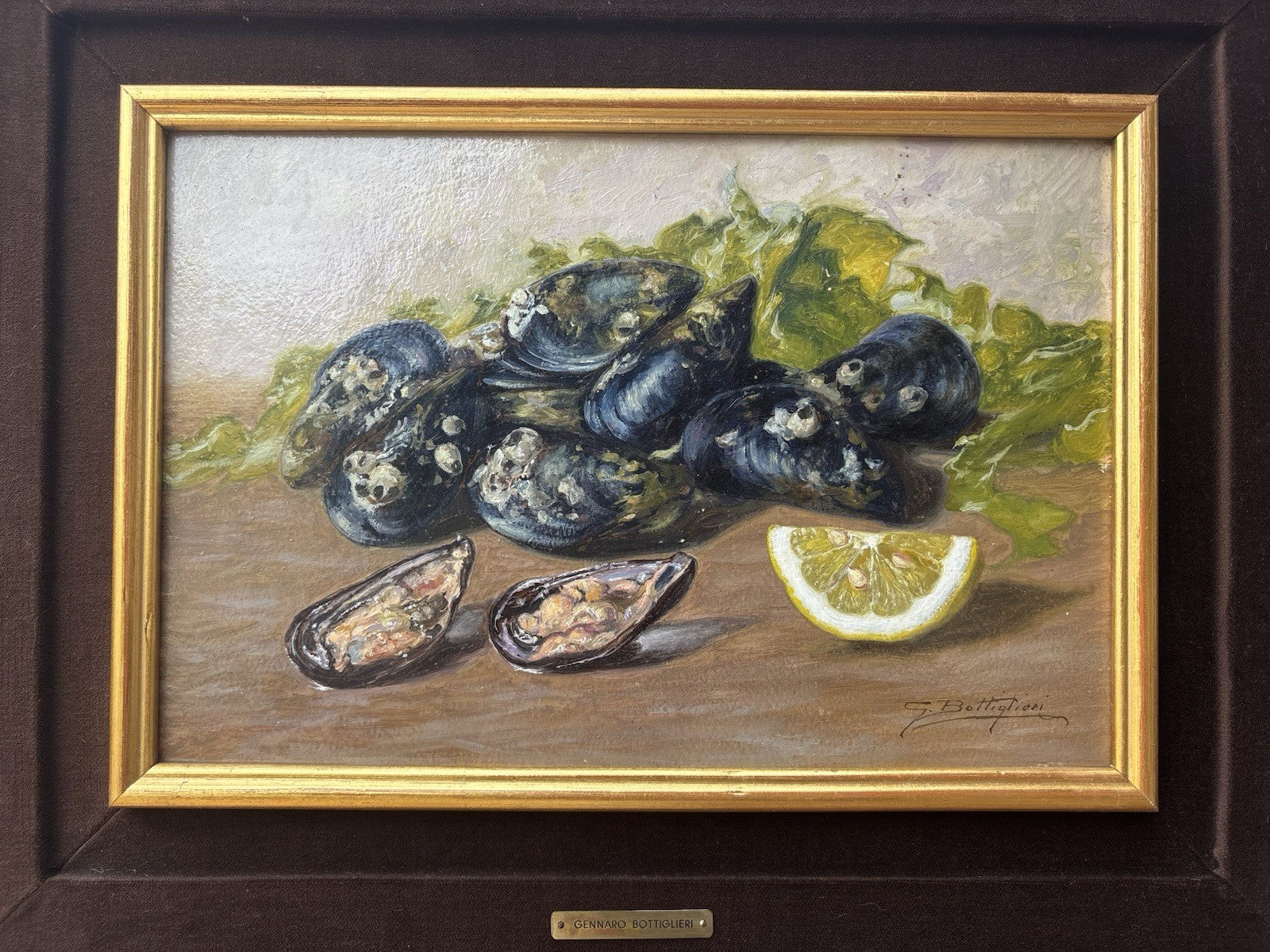 Quadro -Cozze- Gennaro Bottiglieri- dipinto a olio