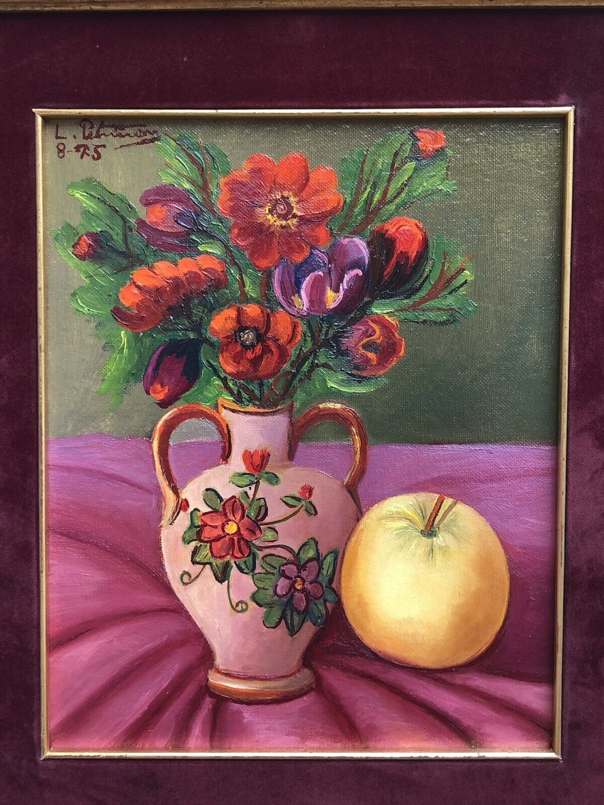 Quadro vintage -Vaso Con Fiori- dipinto a olio