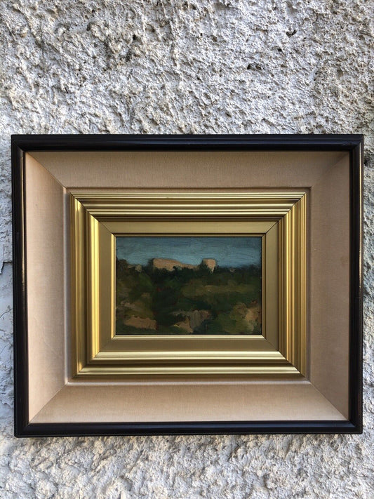Quadro vintage -Paesaggio- dipinto a olio su tavoletta