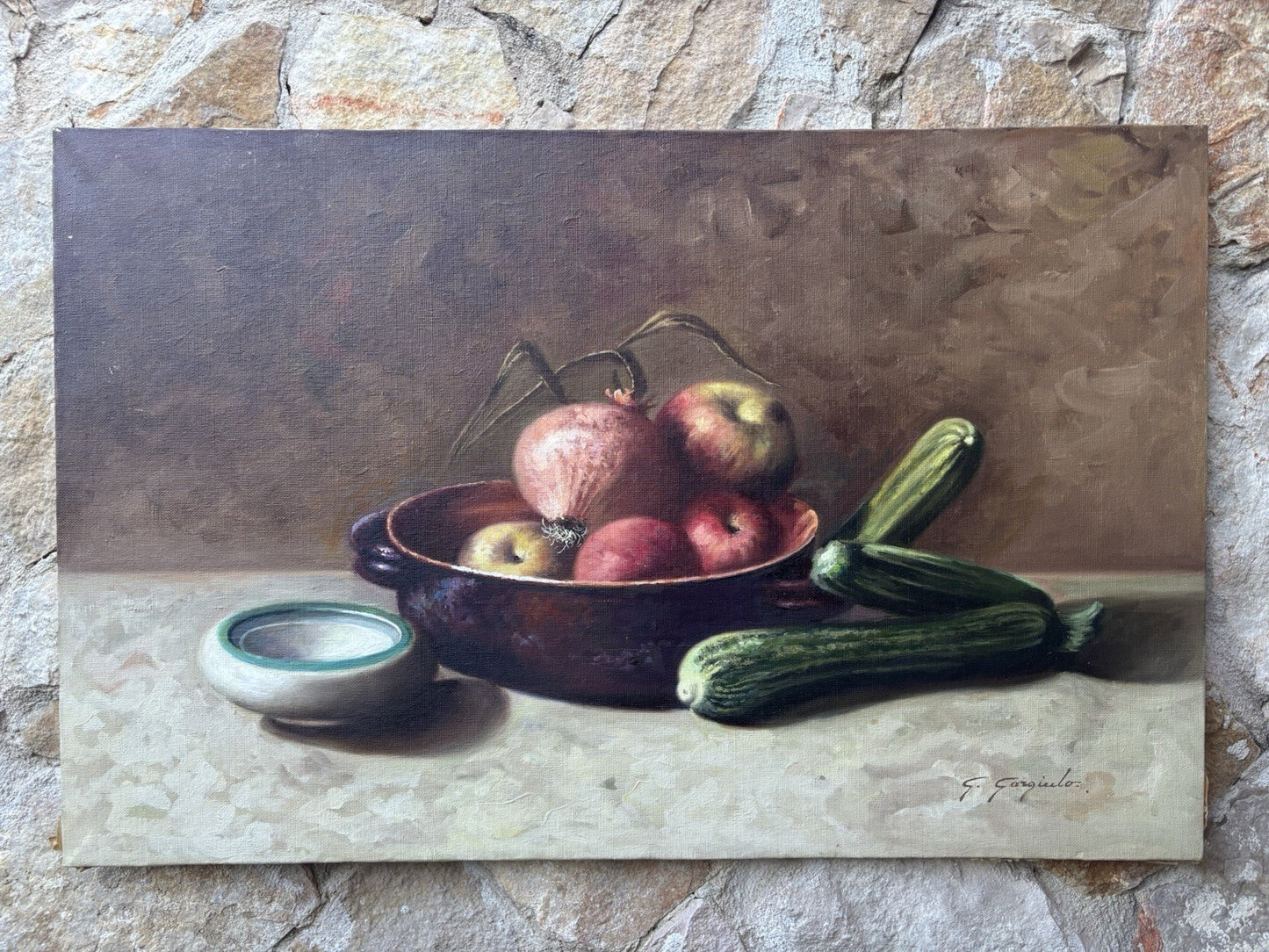 Quadro -Natura Morta- Giuseppe Gargiulo dipinto a olio su tela