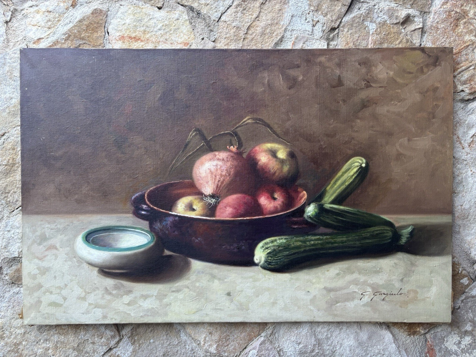 Quadro -Natura Morta- Giuseppe Gargiulo dipinto a olio su tela