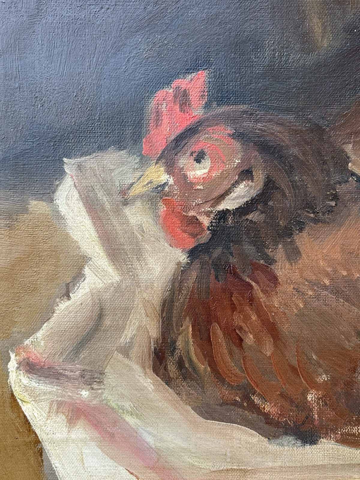 Quadro -Gallina- Augusto Orange De Rose dipinto a olio su tela