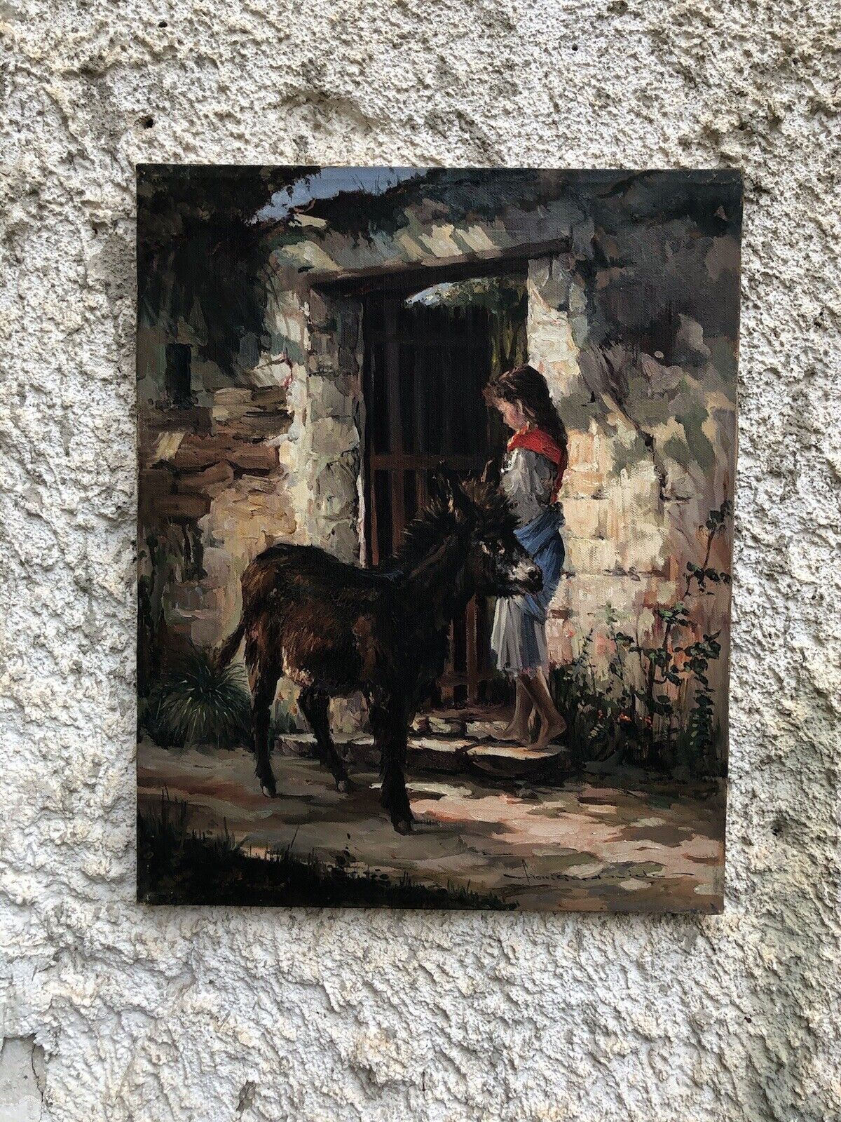 Quadro vintage -Asinello- dipinto a olio su tela