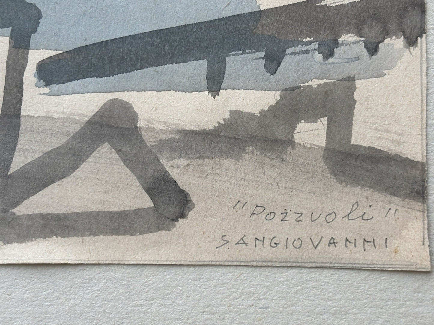 Quadro -Pozzuoli- Mario Sangiovanni acquerello su carta