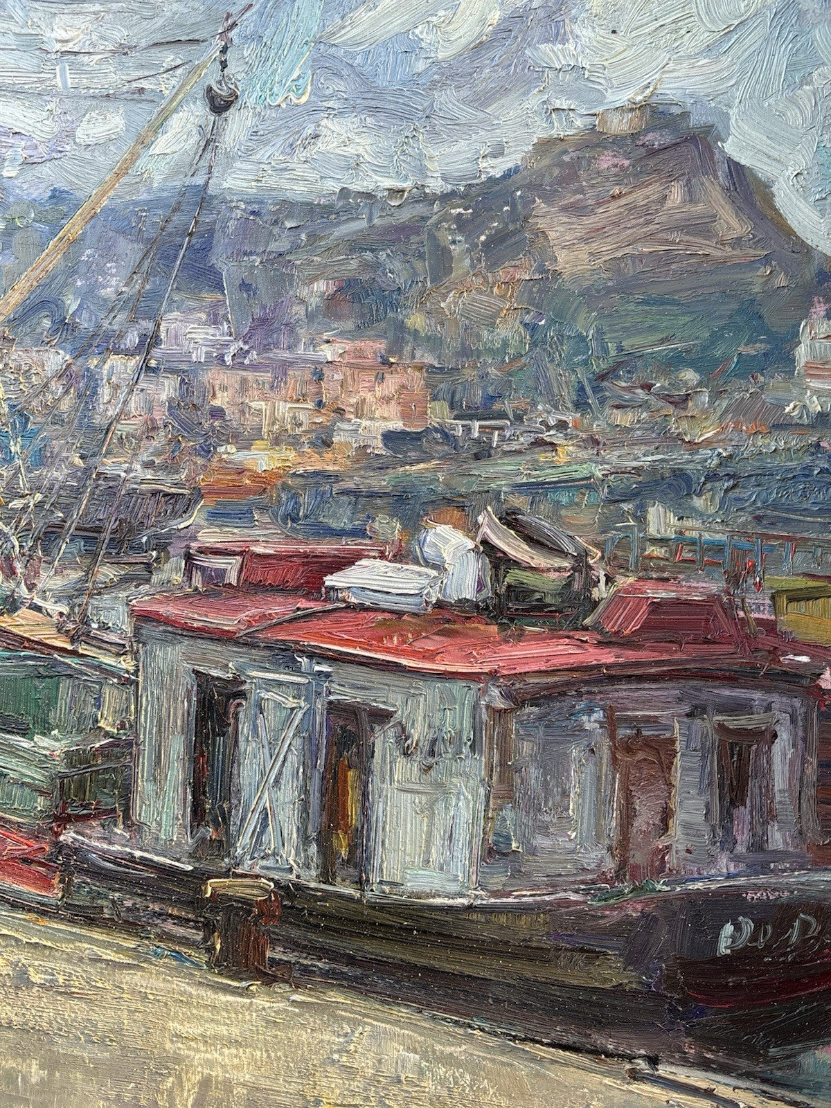 Quadro -Barche Al Porto- Nicola Canzanella dipinto a olio