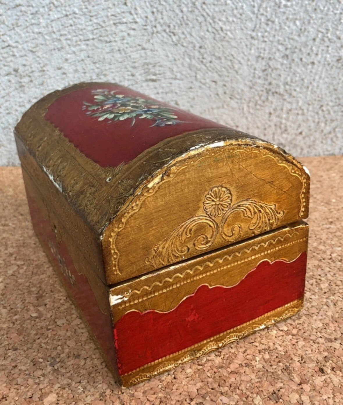 Scatola Portagioie Vintage In Legno Stile Fiorentino