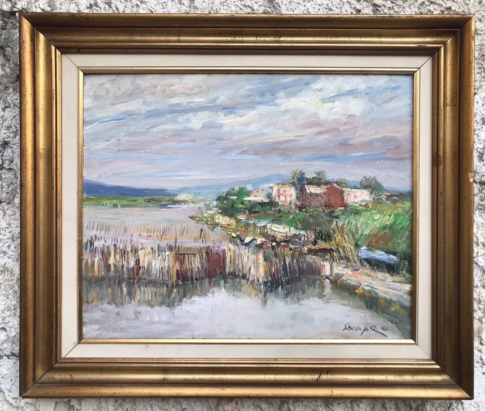 Quadro vintage -Lago Patria- dipinto a olio