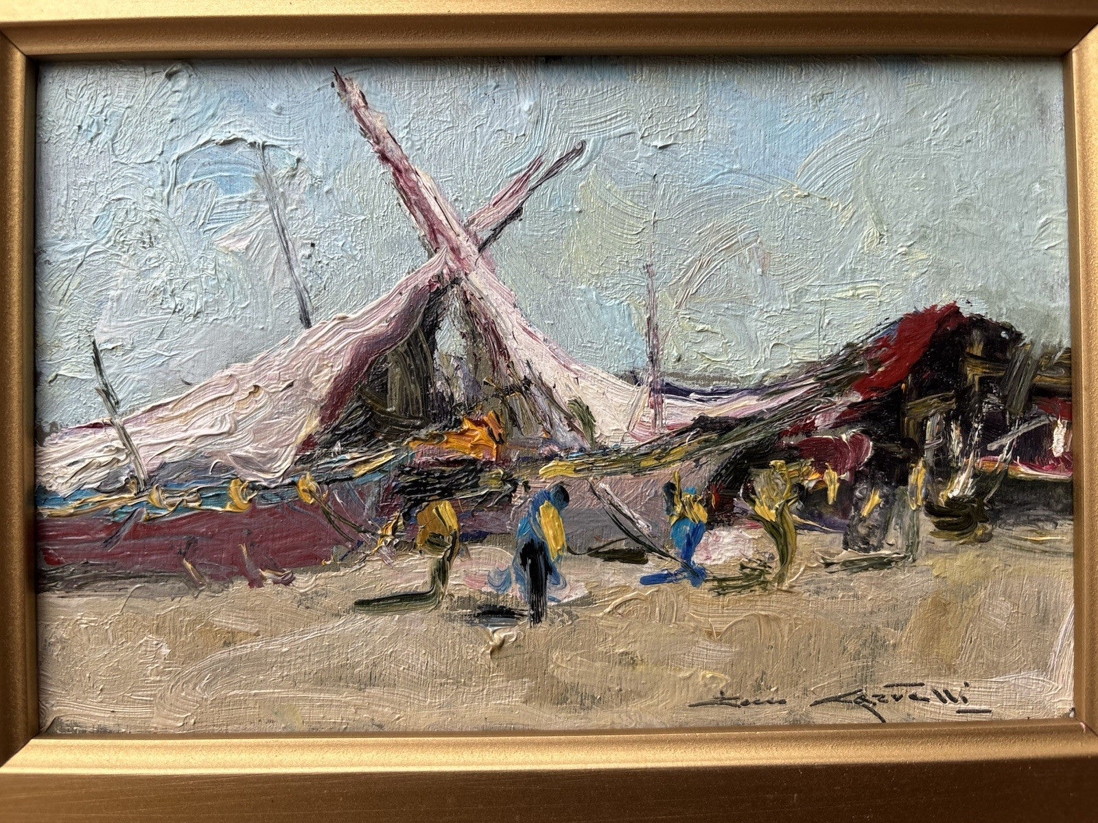 Quadro -Barche A Riposo- Rocco Carvelli- dipinto a olio