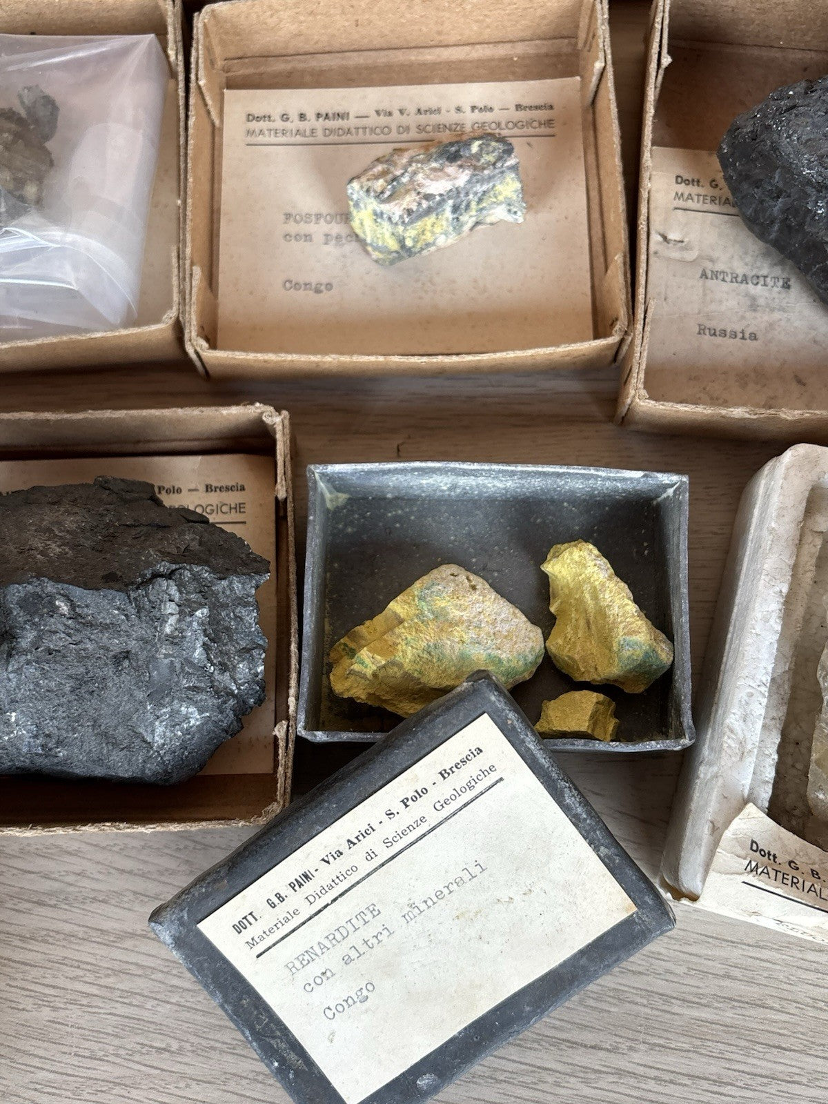 Rocce E Minerali Vintage Con Scatola In Legno Carlo Erba