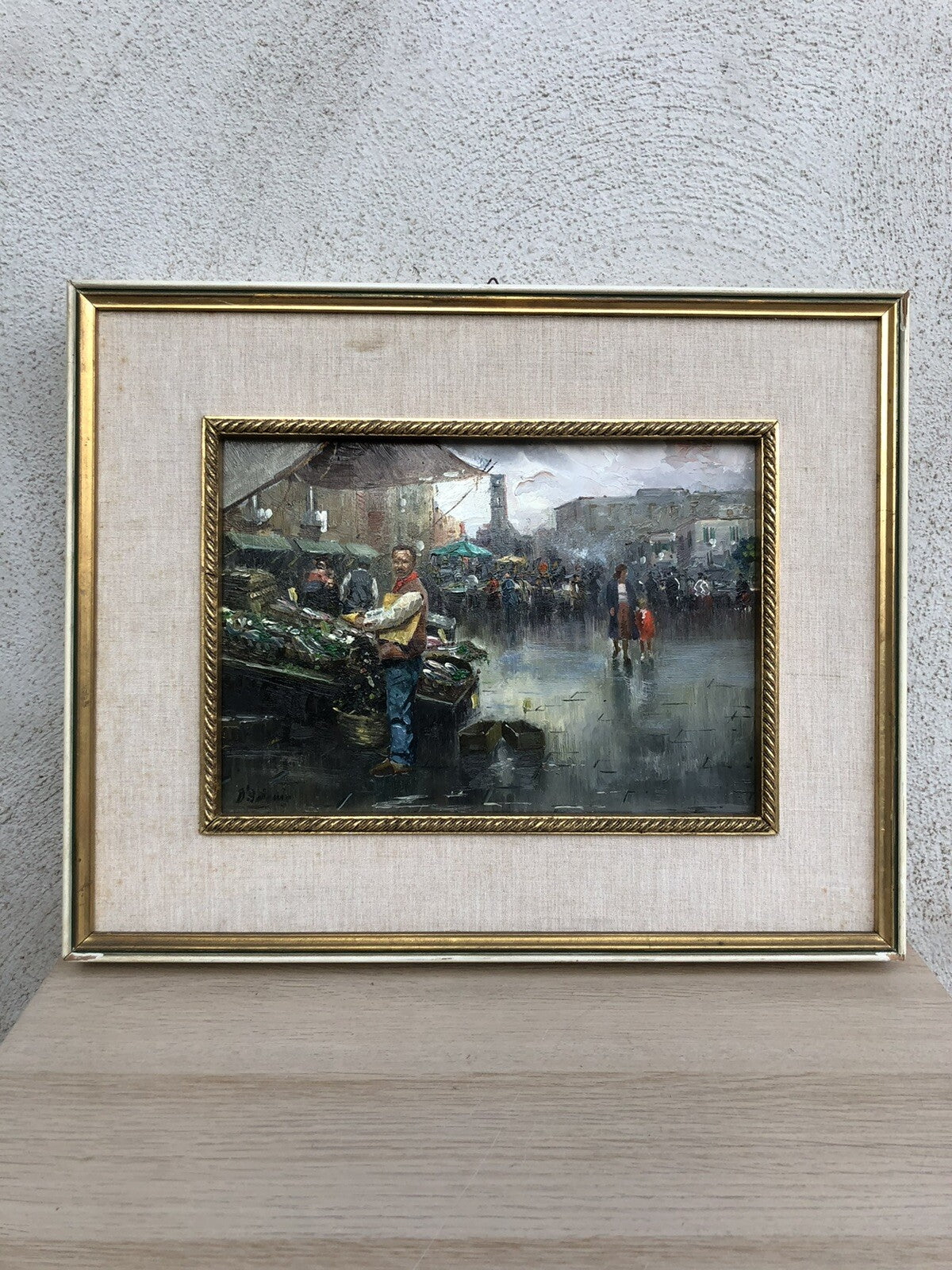 Quadro vintage -Mercato- dipinto a olio