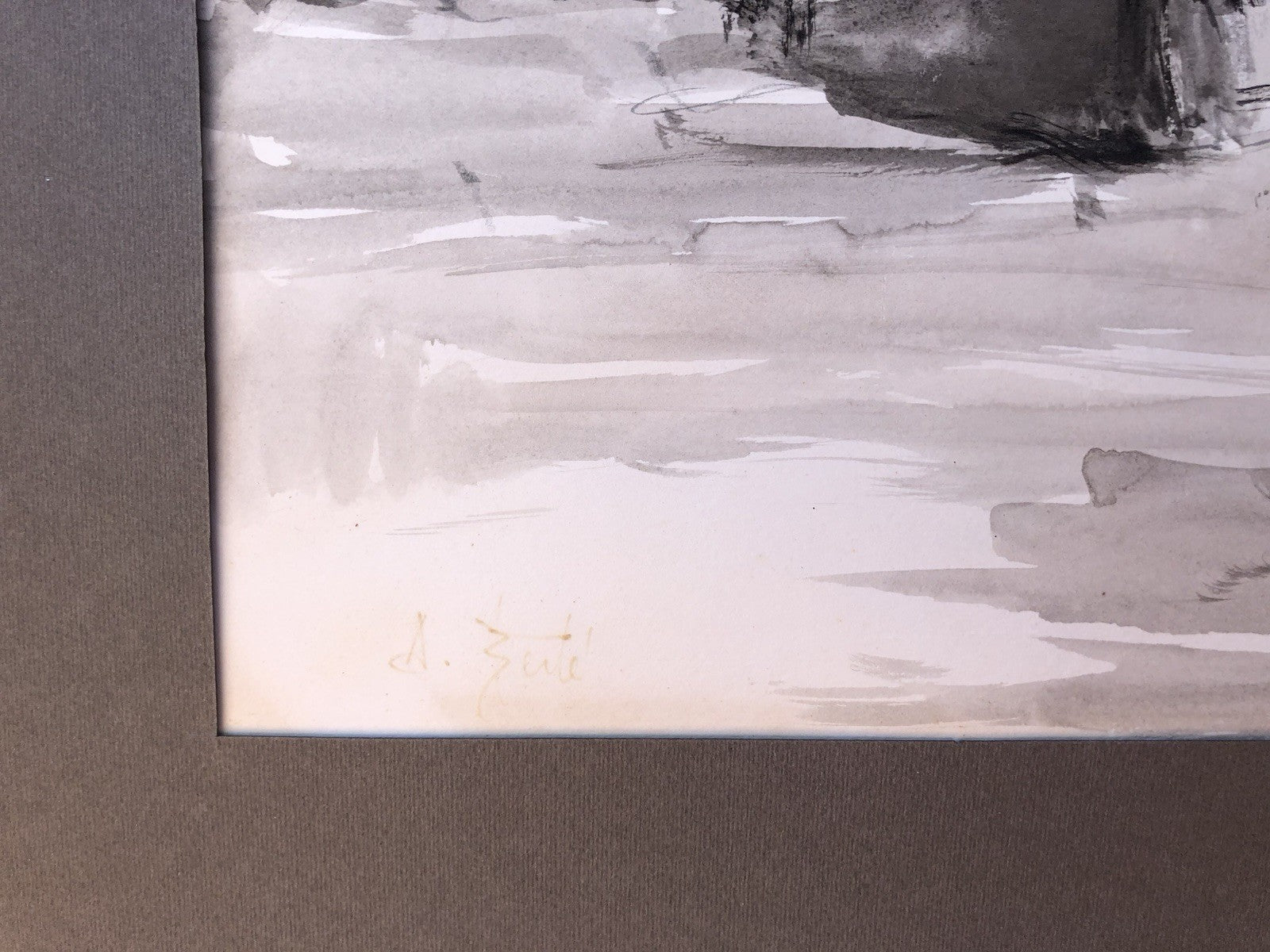 Quadro -Paesaggio- Antonio Bertè realizzato a china su carta
