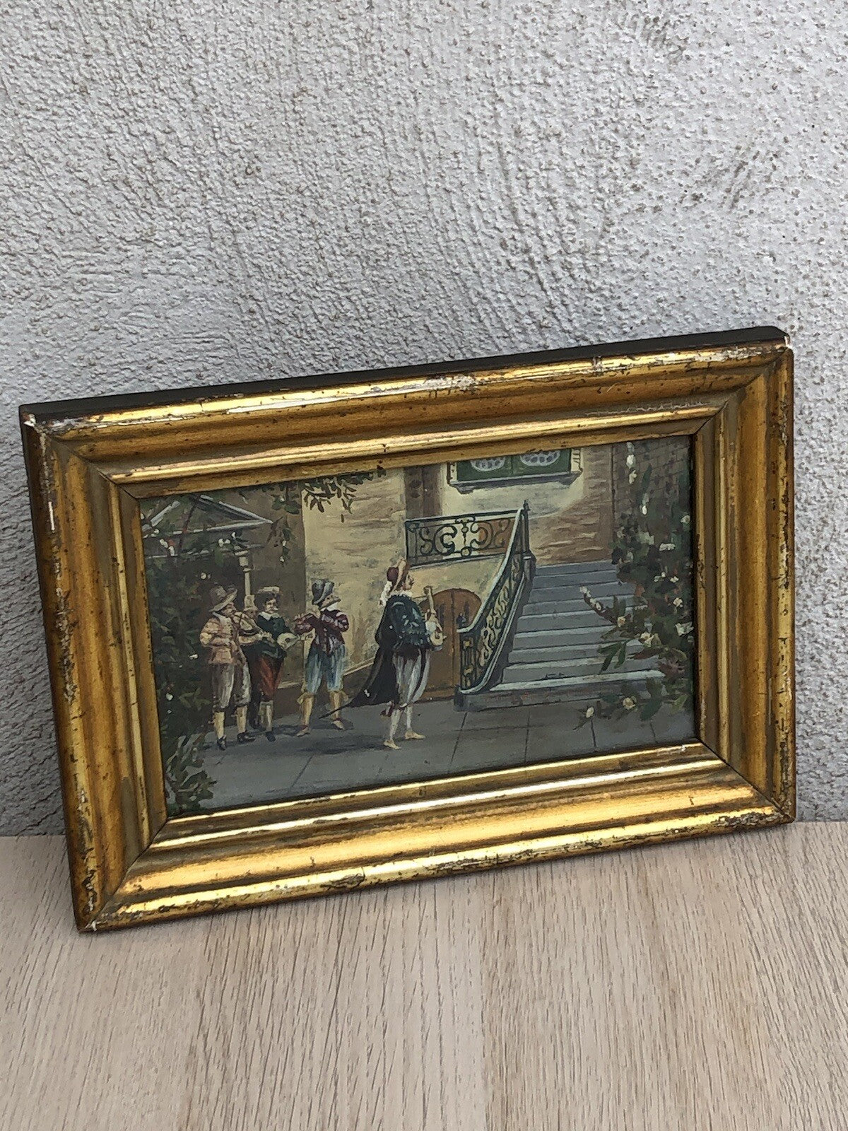 Quadro antico -Serenata- dipinto a olio su rametto