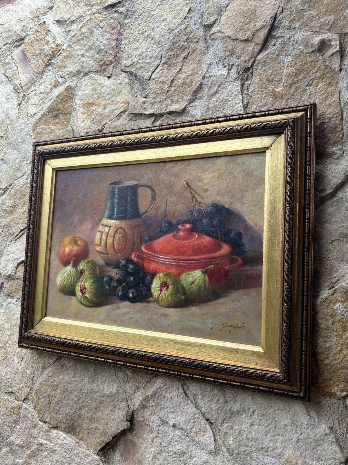 Quadro -Natura Morta- Giuseppe Gargiulo dipinto a olio su tavoletta