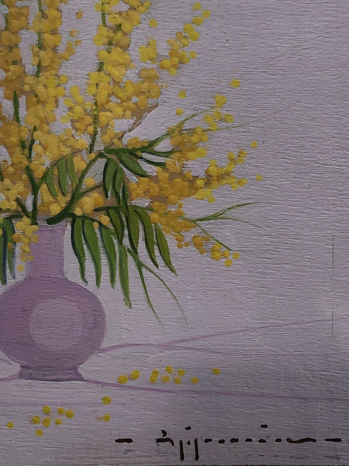 Quadro vintage -Fiori Mimose-dipinto a olio