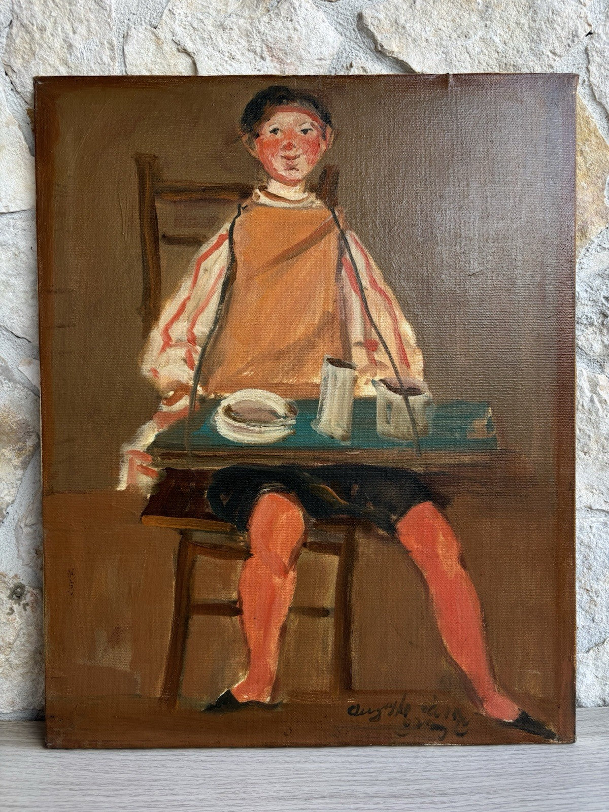 Quadro -Figura- Augusto Orange De Rose dipinto a olio su tela
