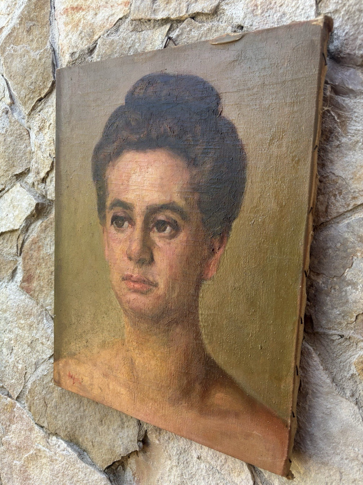 Quadro antico -Figura Di Donna- dipinto a olio su tela