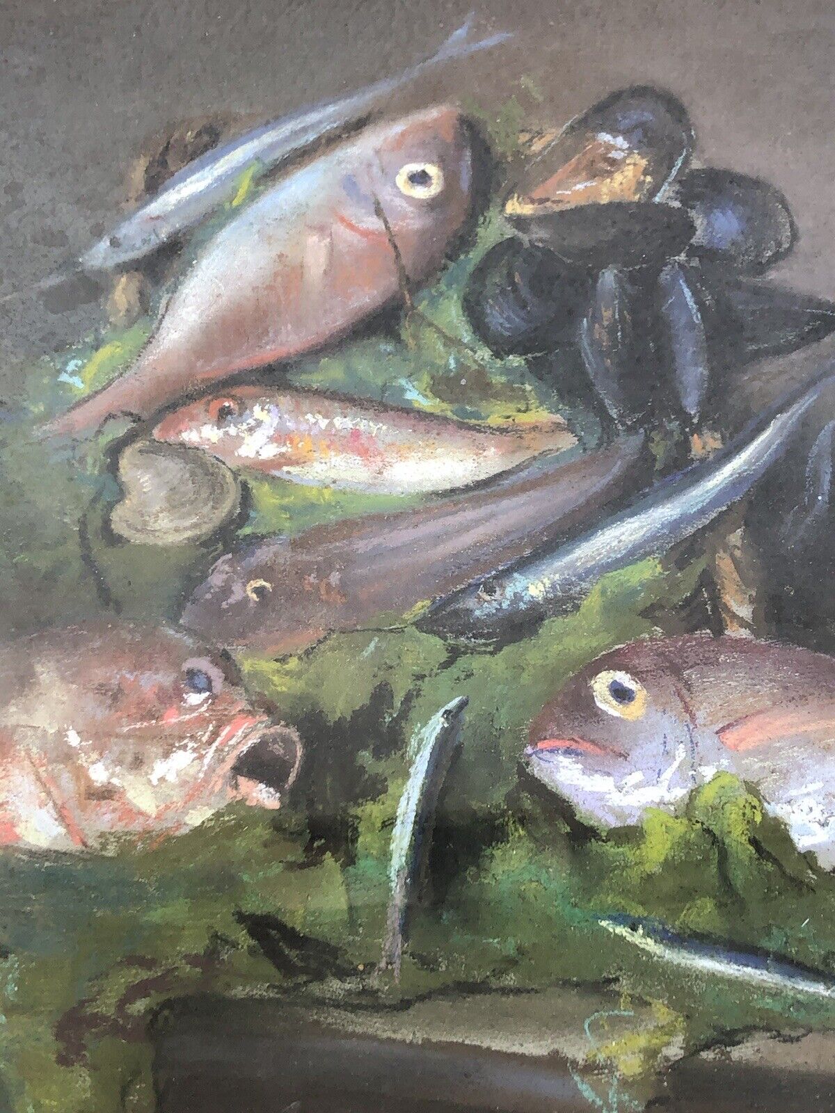 Quadro antico -Natura Morta- dipinto a pastello su tavoletta