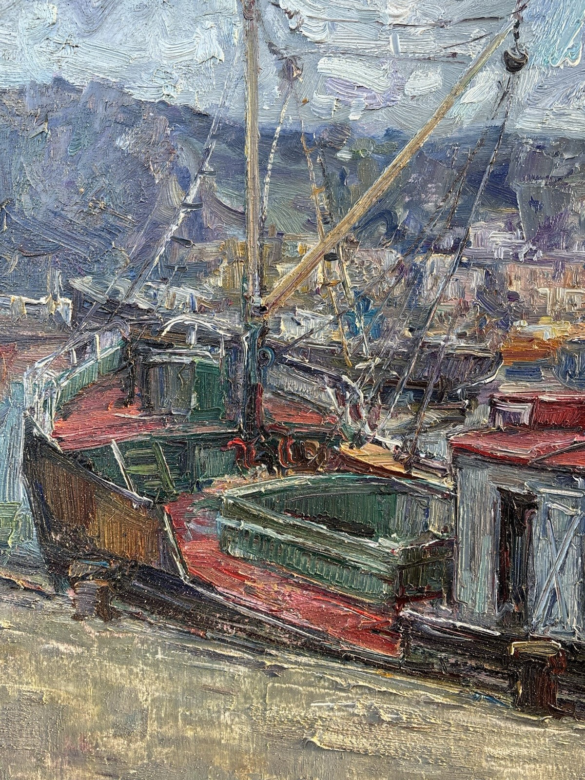 Quadro -Barche Al Porto- Nicola Canzanella dipinto a olio