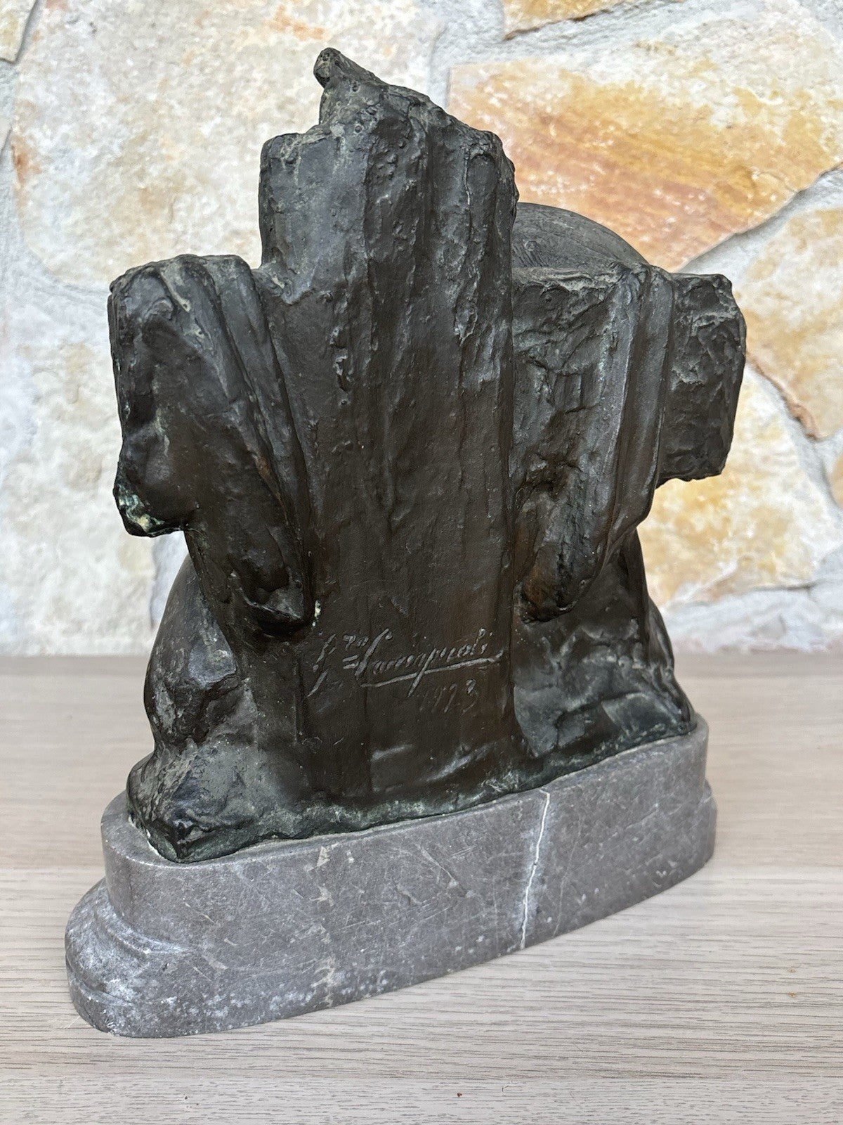 Antica Scultura In Bronzo Guido Cacciapuoti Datata 1923