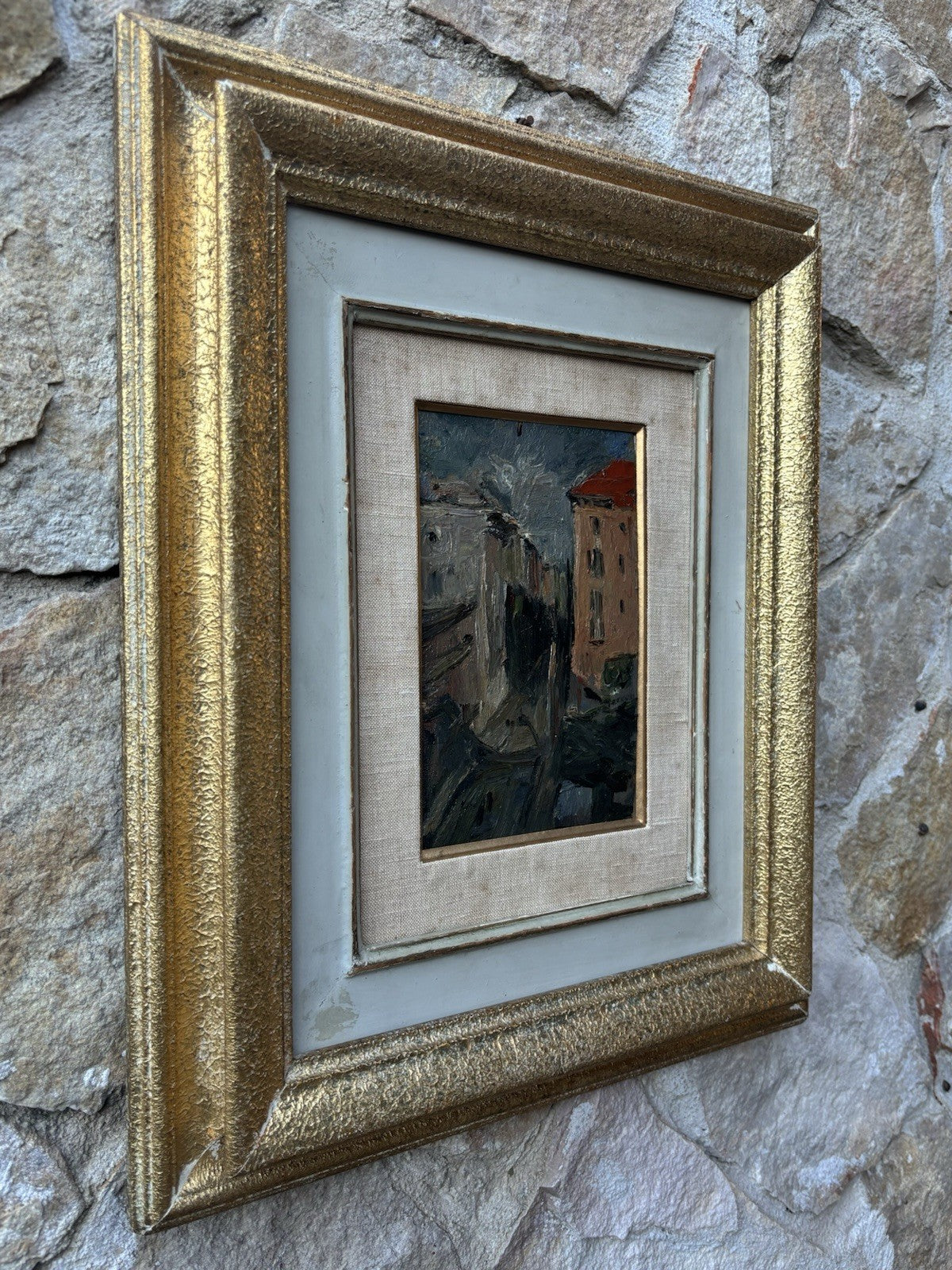 Quadro -Strada Con Palazzi- Carlo Striccoli dipinto a olio