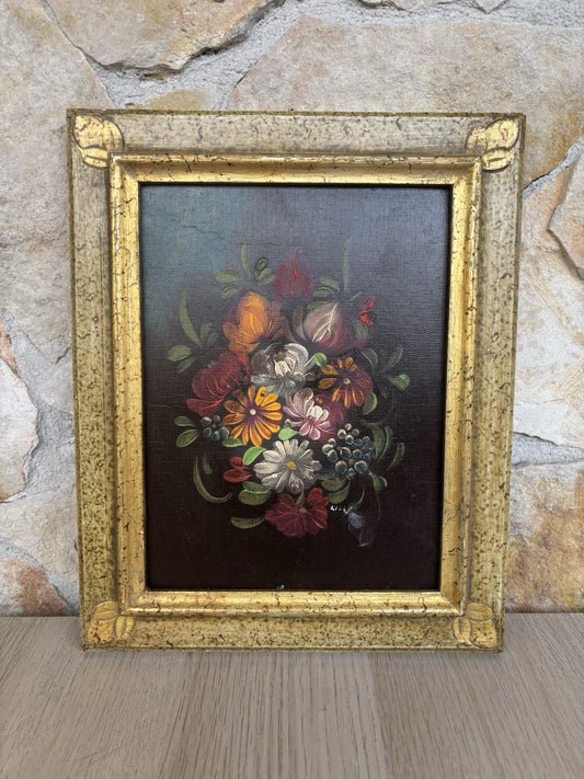 Quadro vintage -Fiori- dipinto a olio