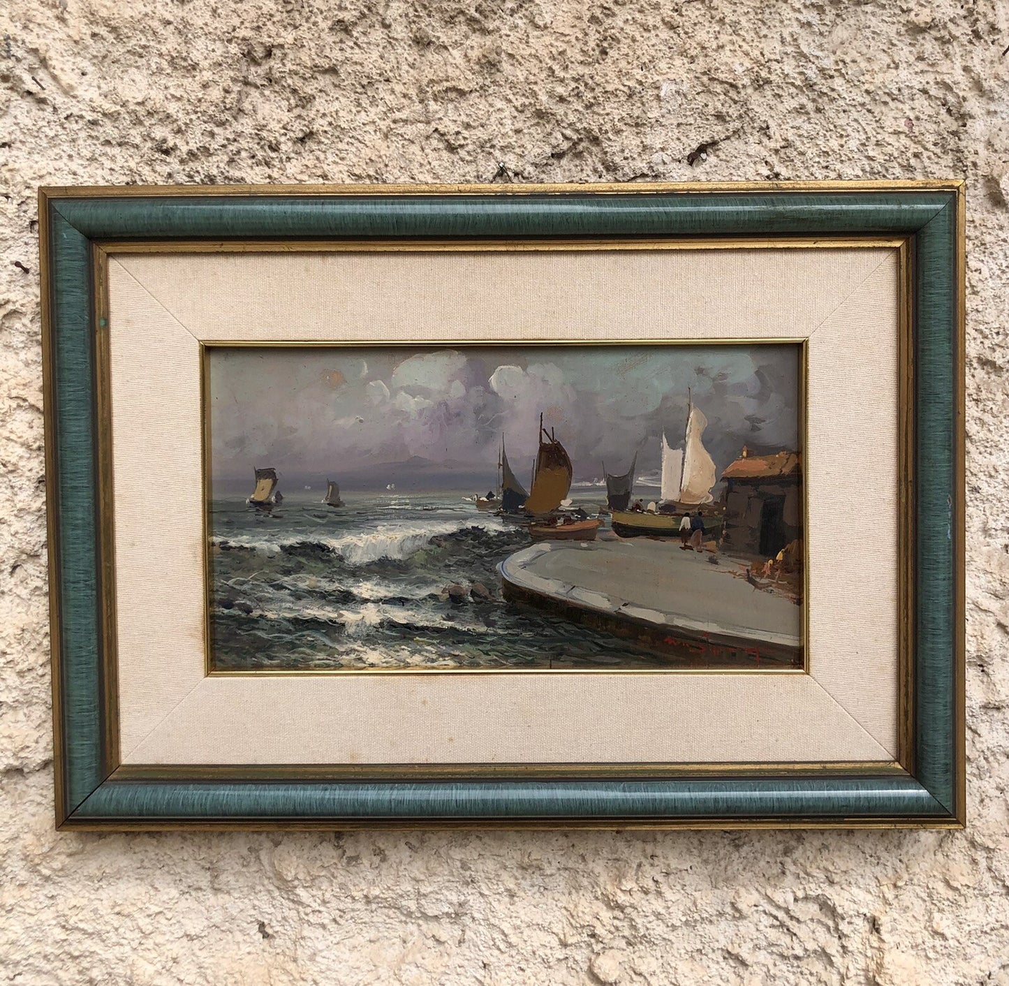 Quadro vintage -Marina- dipinto a olio su tavola