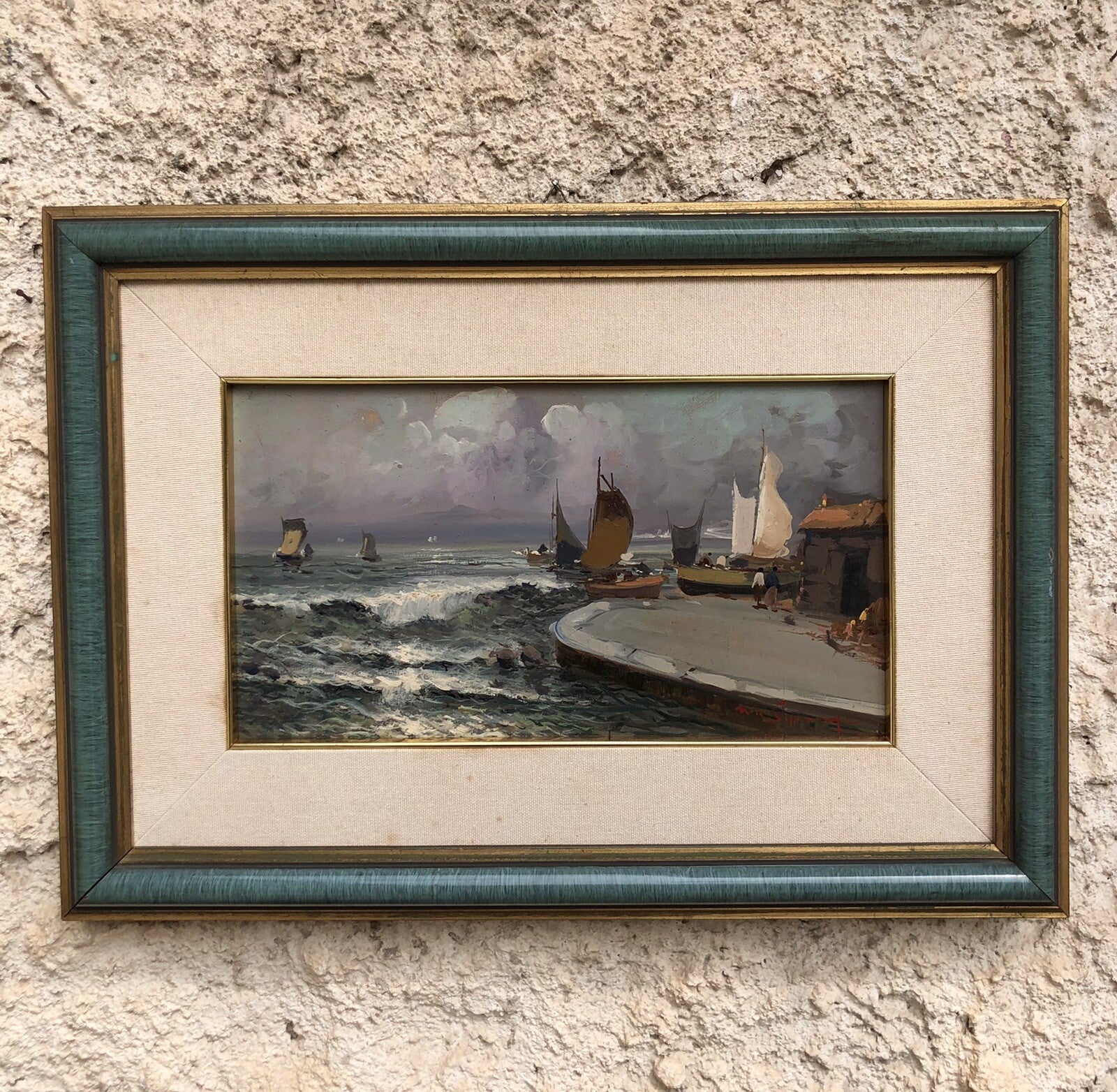 Quadro vintage -Marina- dipinto a olio su tavola