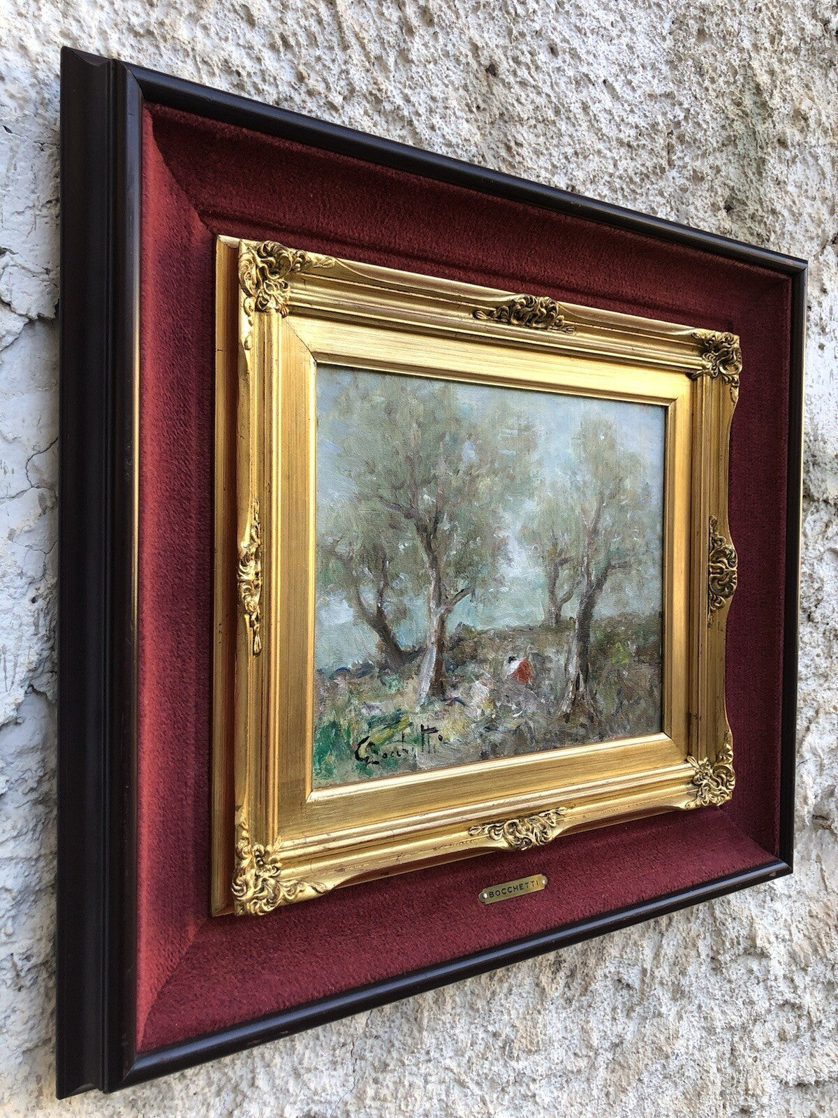 Quadro vintage -Ulivi- dipinto a olio su tavoletta