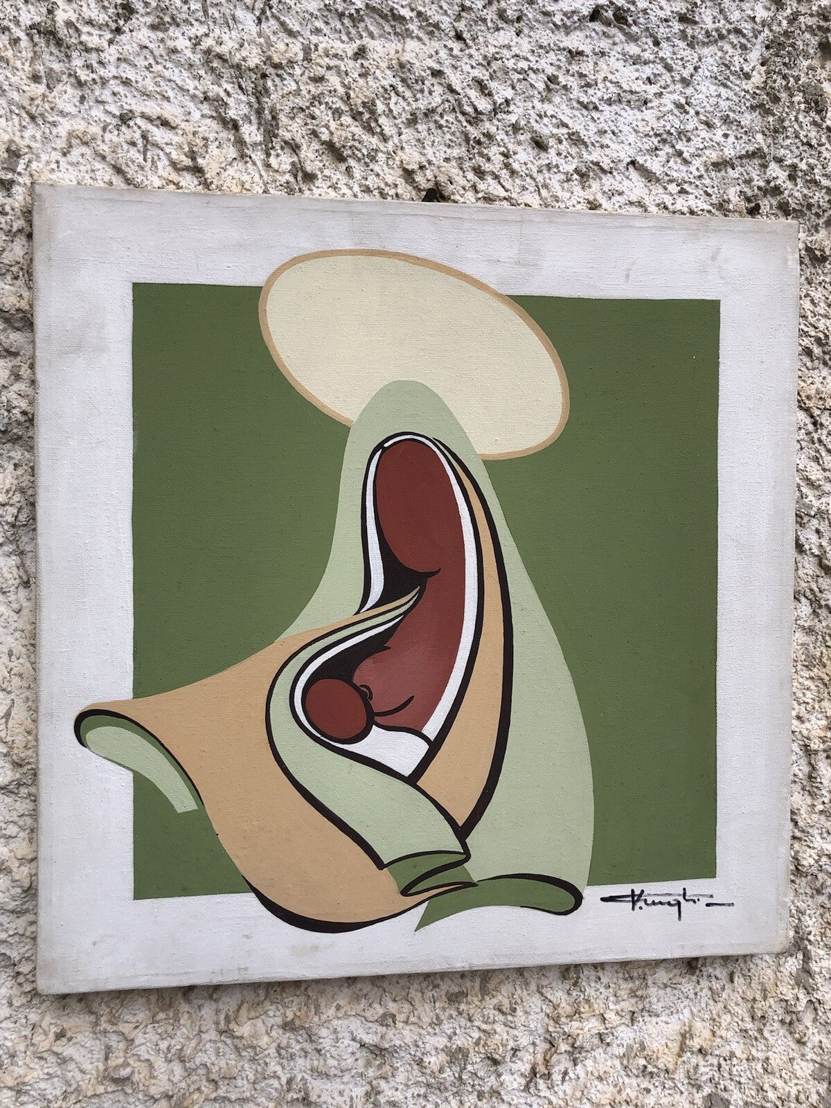 Quadro vintage -Immagine Sacra- dipinto ad acrilico su tela