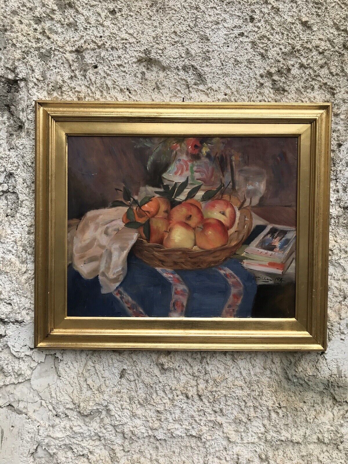 Quadro vintage -Natura Morta-dipinto a olio su tavoletta