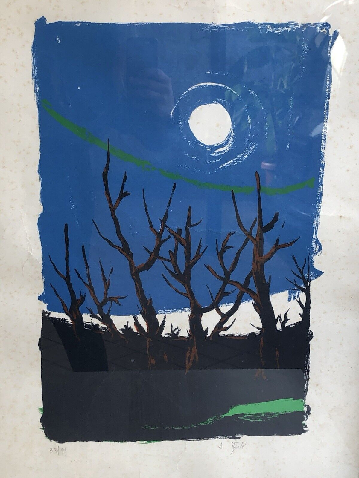 Quadro vintage -Paesaggio- Serigrafia Antonio Bertè