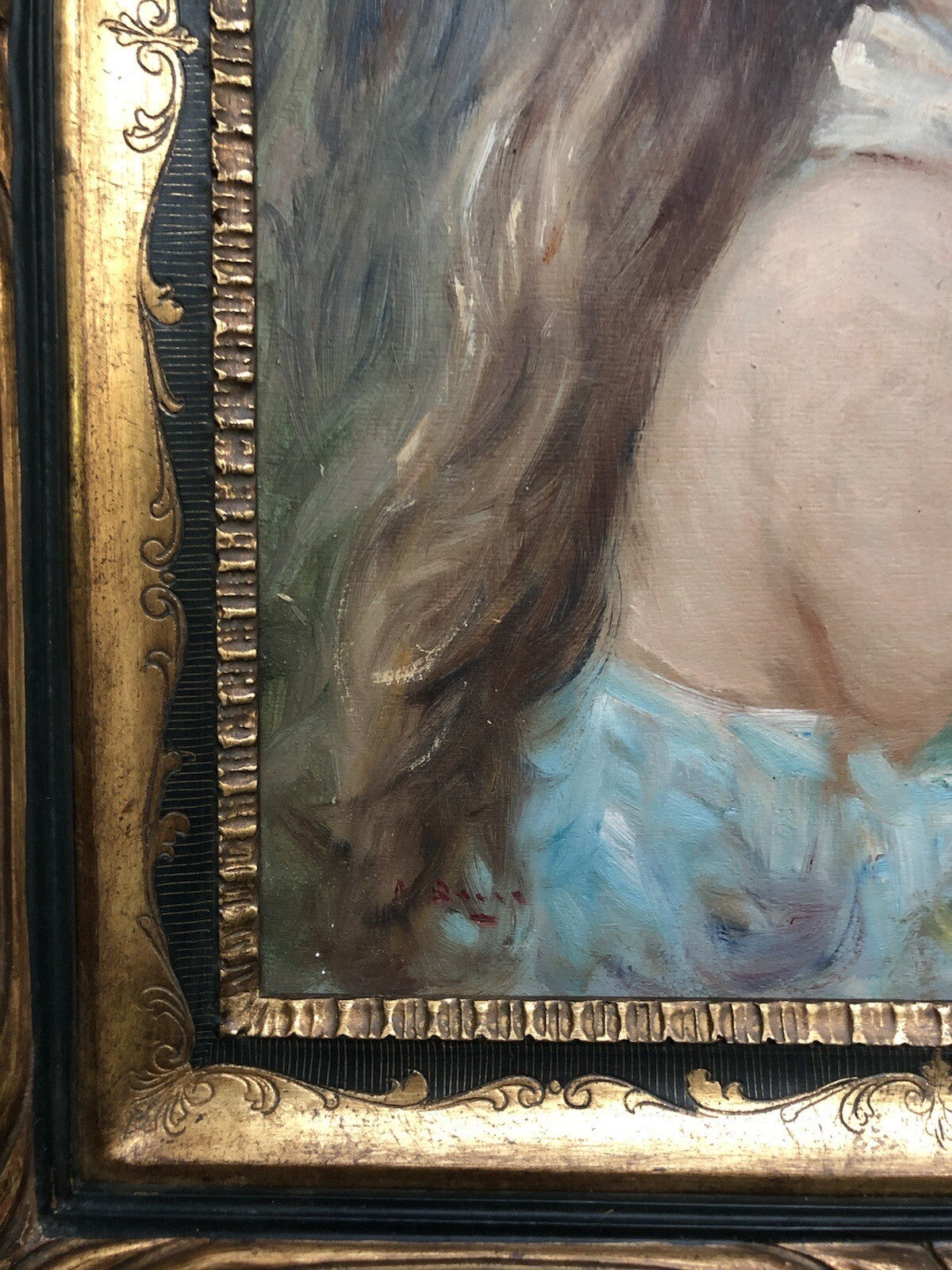 Quadro vintage -Fanciulla- dipinto a olio su tavoletta