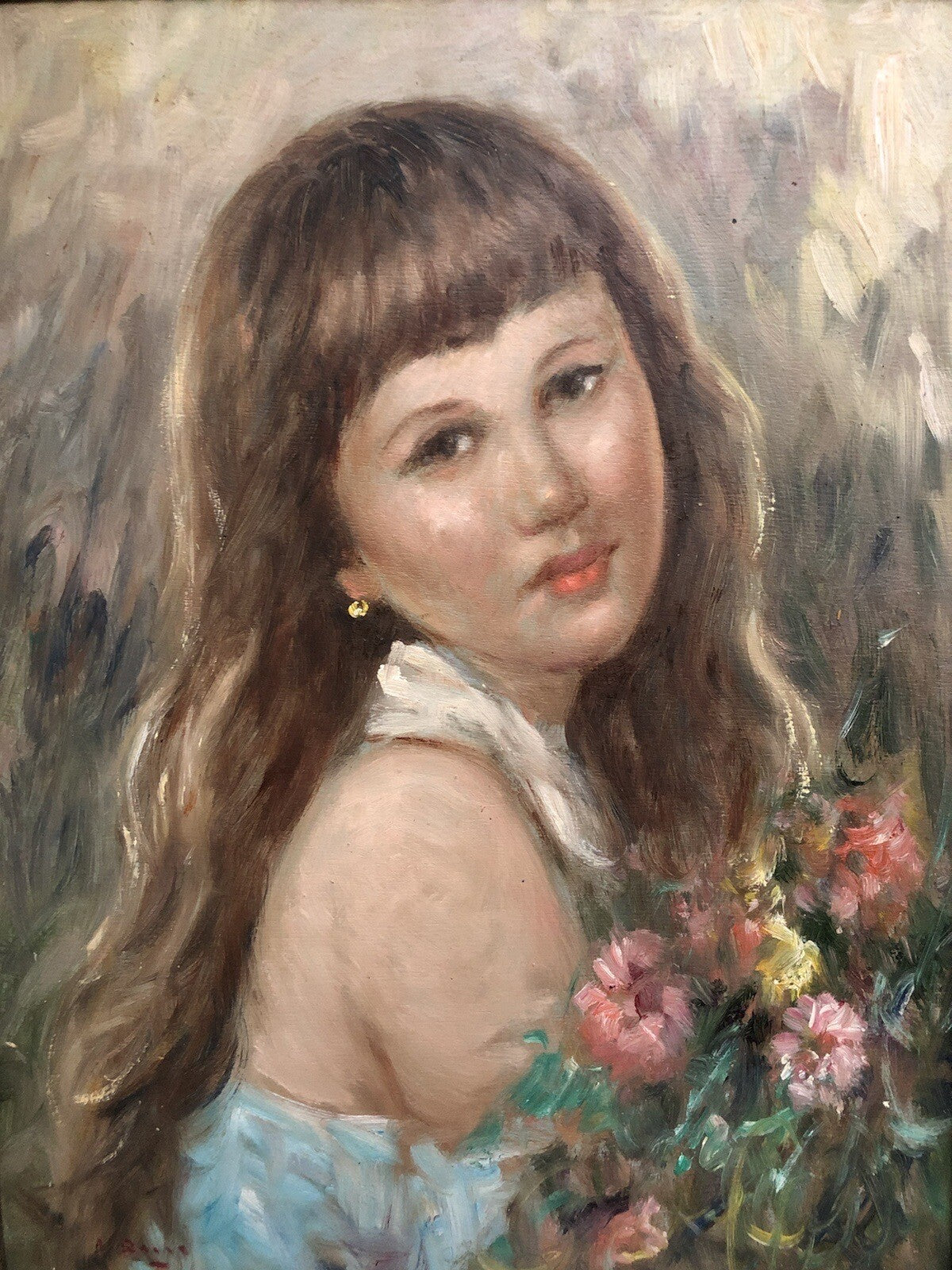 Quadro vintage -Fanciulla- dipinto a olio su tavoletta