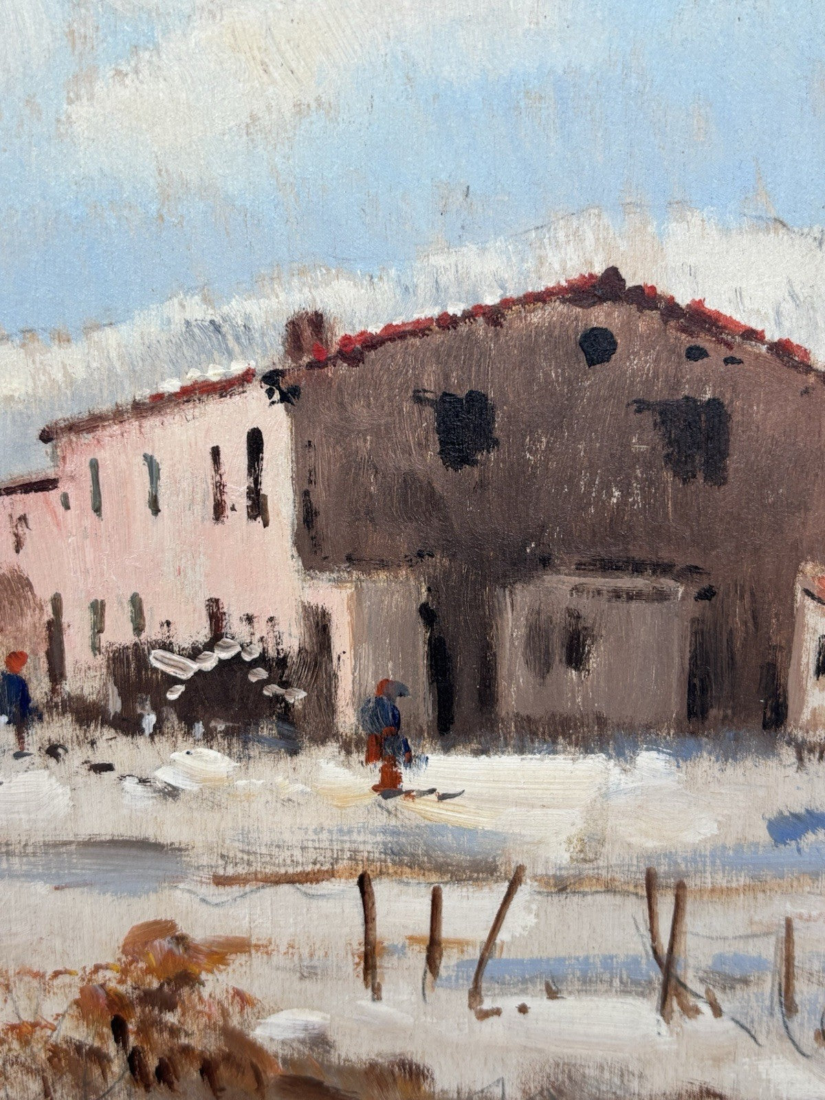 Quadro -Paesaggio Innevato- Maria Izzo dipinto a olio su tavoletta