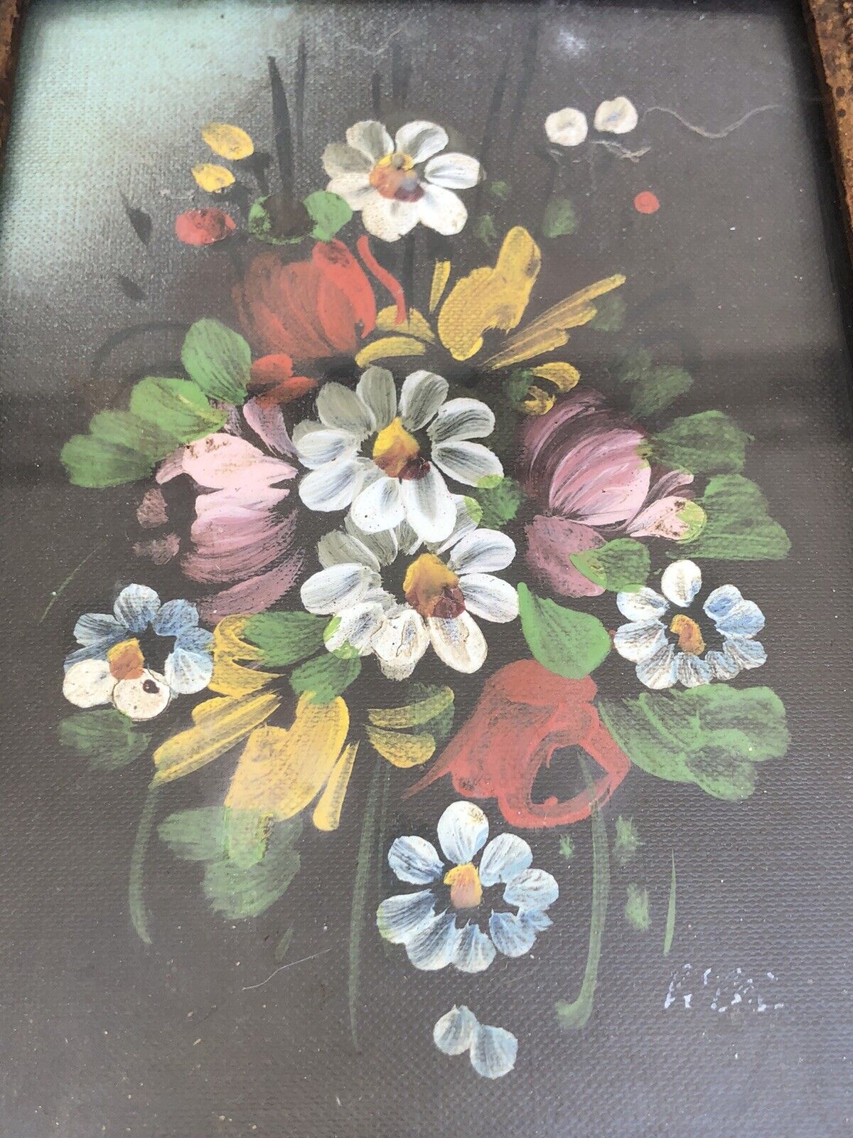 Quadro - fiori- Dipinto a Olio Vintage
