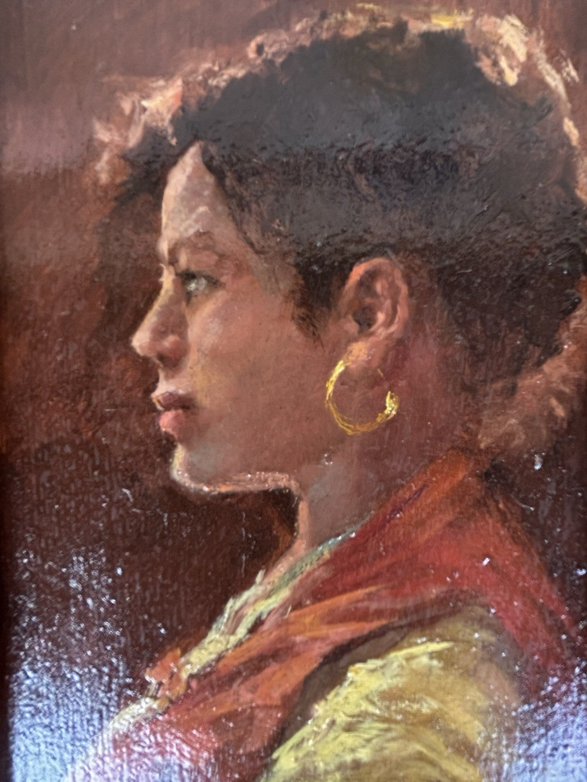 Quadro -Profilo Di Donna- Francesco Tammaro dipinto a olio su tavoletta