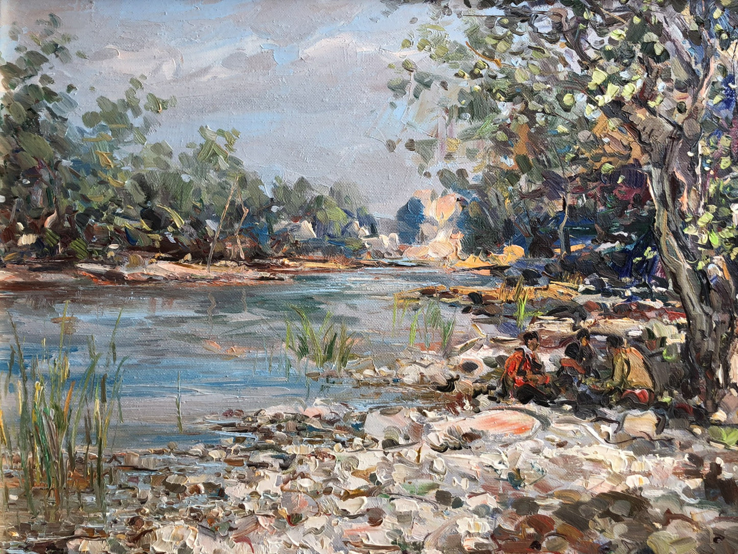 Quadro -Paesaggio Con Ruscello- dipinto a olio su tela