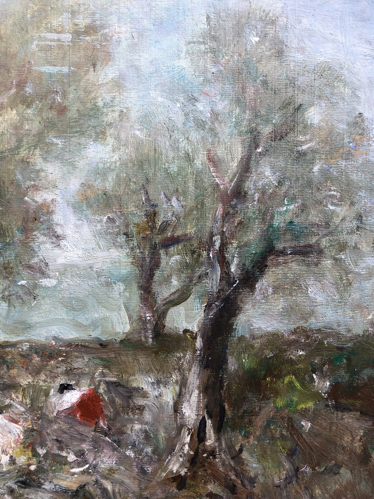 Quadro vintage -Ulivi- dipinto a olio su tavoletta