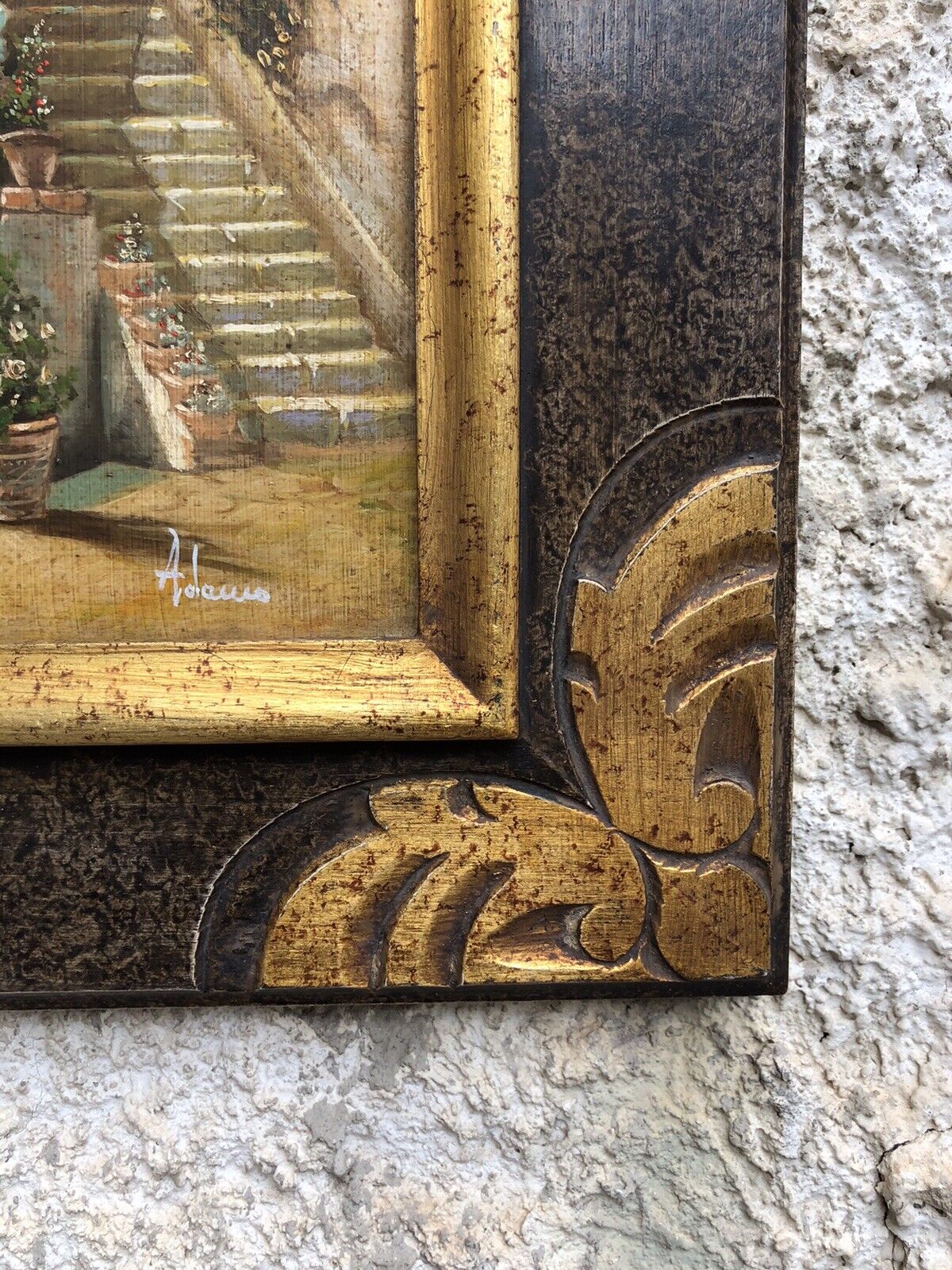 Quadro vintage -Riproduzione Scuola Di Posillipo- dipinto a olio su tela