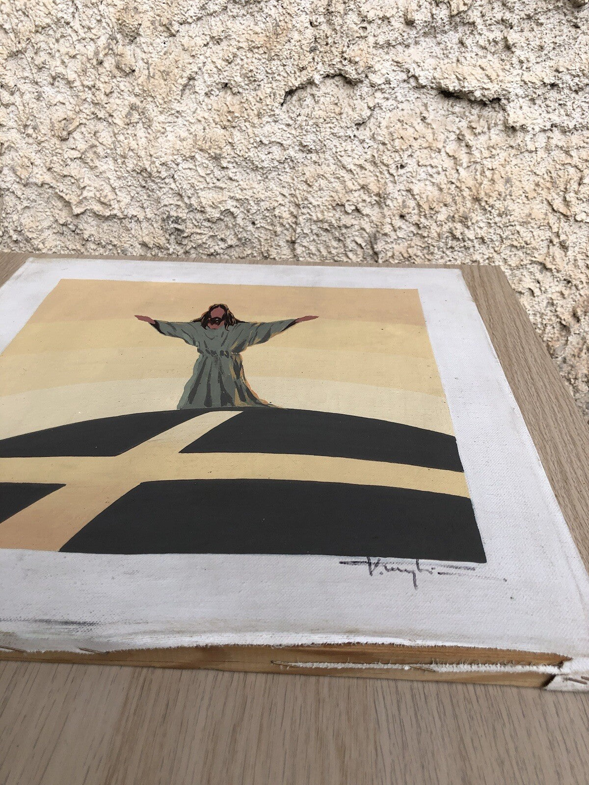 Quadro vintage -Immagine Sacra- dipinto ad acrilico su tela