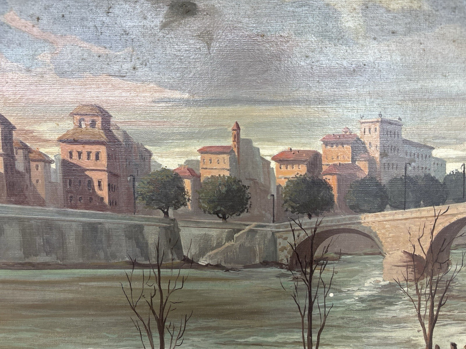 Quadro -Paesaggio Di Città- dipinto a olio su tela
