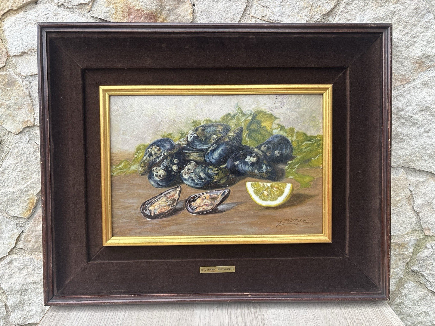 Quadro -Cozze- Gennaro Bottiglieri- dipinto a olio