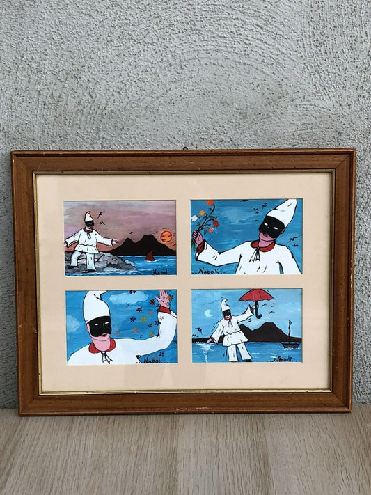 Quadro Vintage Pulcinella Dipinti A Tecnica Mista