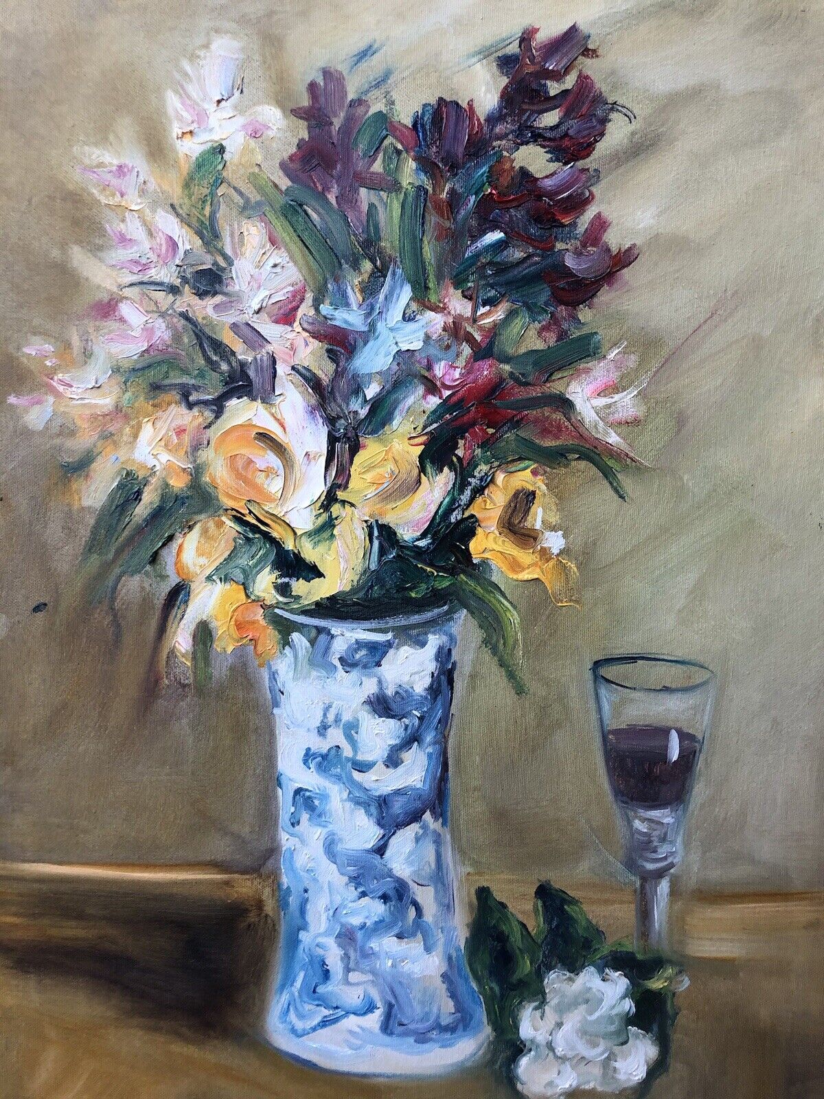 Quadro vintage -Vaso Con Fiori- dipinto a olio su tela