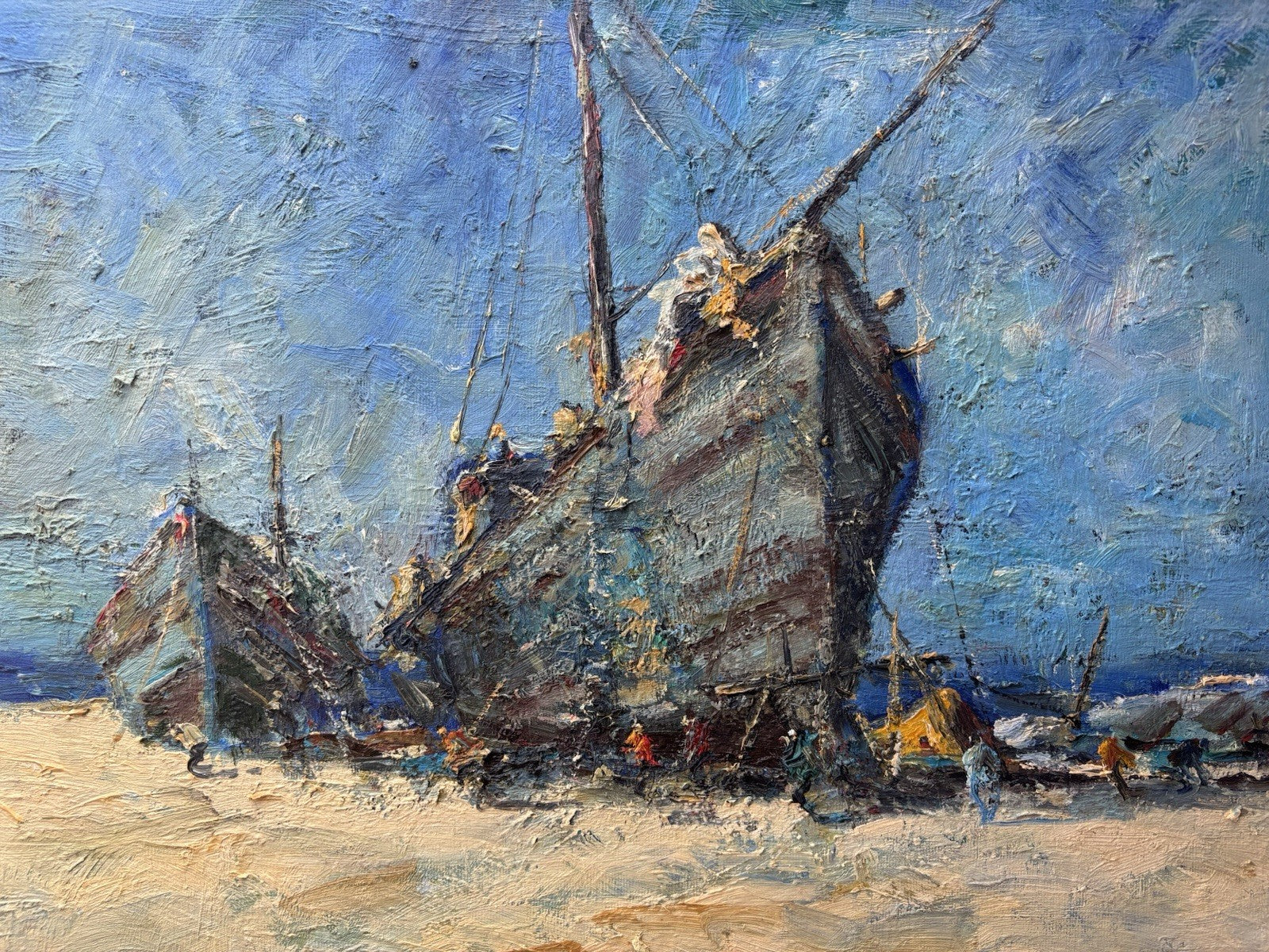 Quadro -Barche All’ormeggio- Rocco Carvelli- dipinto a olio su tela