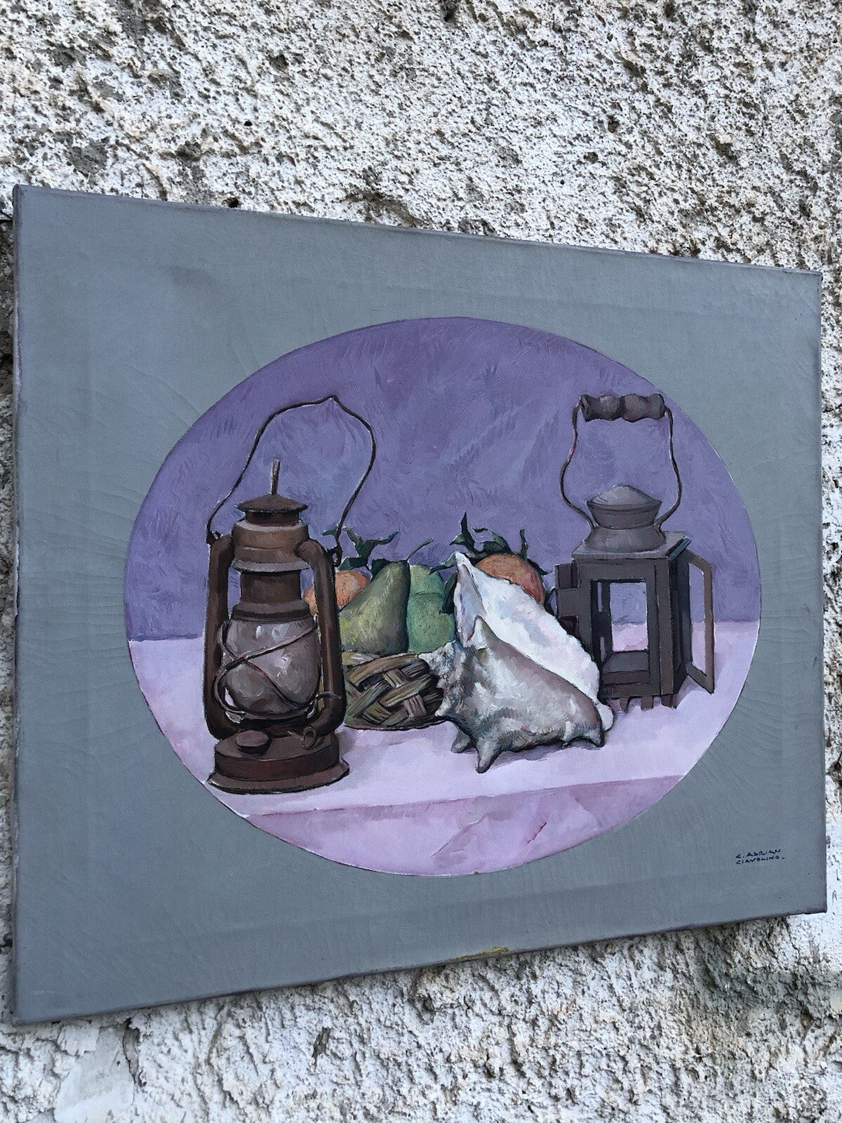 Quadro vintage -Natura Morta- dipinto a olio su tela