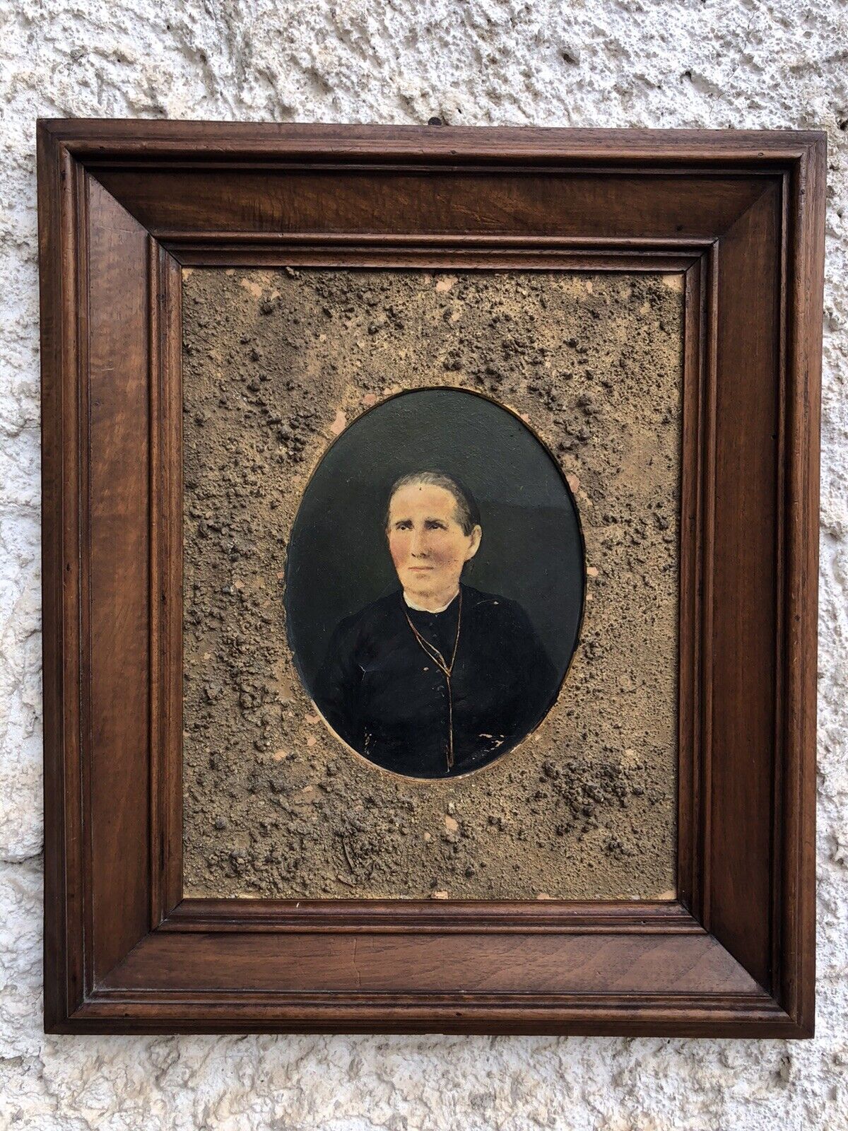 Quadro vintage -Monaca- dipinto a olio su cartoncino